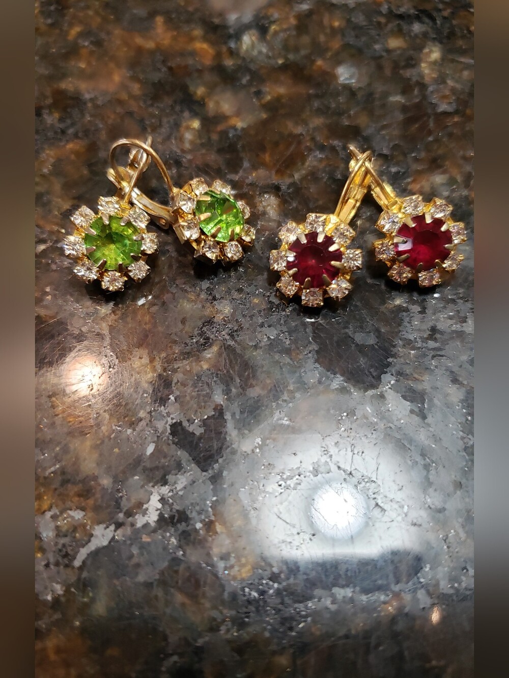 Vintage Floral Glass Drop Earring Set